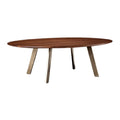 Ronde houten eettafel met metalen poten