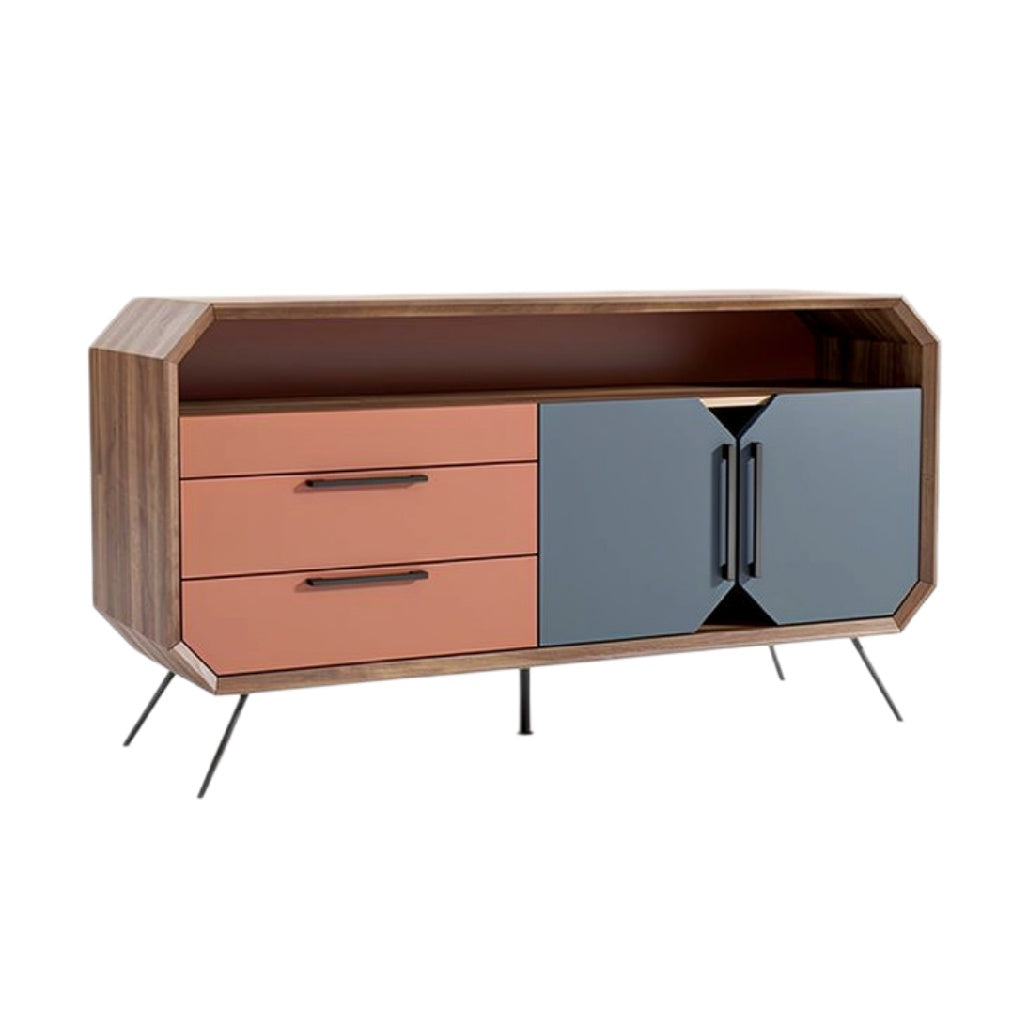 Moderne houten tv-kast met klepkasten en lades