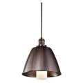 Hanglamp met bronzen afwerking en geribbelde kap